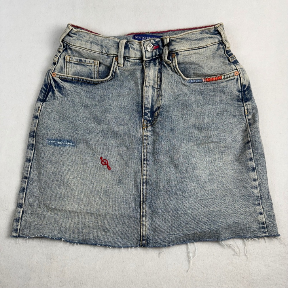 Scotch & Soda Amsterdam Light Wash Denim Mini Skirt Feel The Music Size S 173450